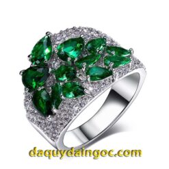 NHẪN NỮ VÀNG TRẮNG ĐÁ EMERALD