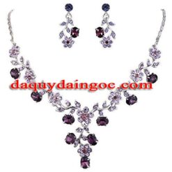 BỘ TRANG SỨC VÀNG TRẮNG ĐÁ QUYA AMETHYST