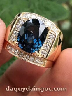 NHẪN VÀNG 18K ĐÁ SAPHIA XANH