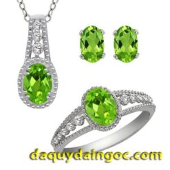 BỘ TRANG SỨC VÀNG TRẮNG ĐÁ QUÝ EMERALD