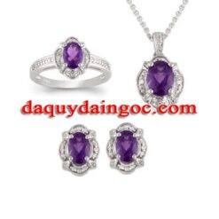 BỘ TRANG SỨC BẠC Ý ĐÁ AMETHYST