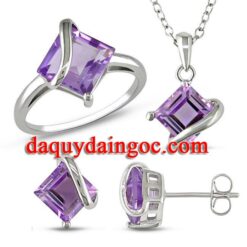 BỘ TRANG SỨC BẠC Ý ĐÁ AMETHYST