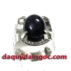 NHẪN BẠC Ý ĐÁ SAPHIA ĐEN