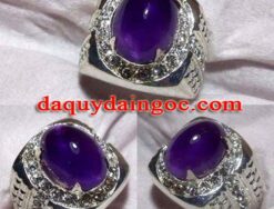 NHẪN NAM ĐÁ AMETHYST BẠC Ý