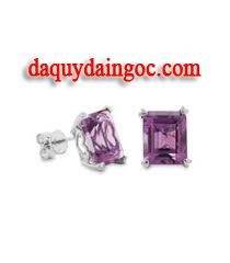 BÔNG TAI  BẠC Ý ĐÁ AMETHYST