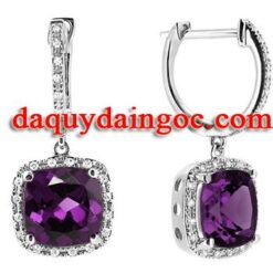 BÔNG TAI BẠC Ý ĐÁ AMETHYST