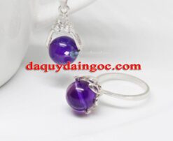 BÔNG TAI BẠC Ý ĐÁ AMETHYST