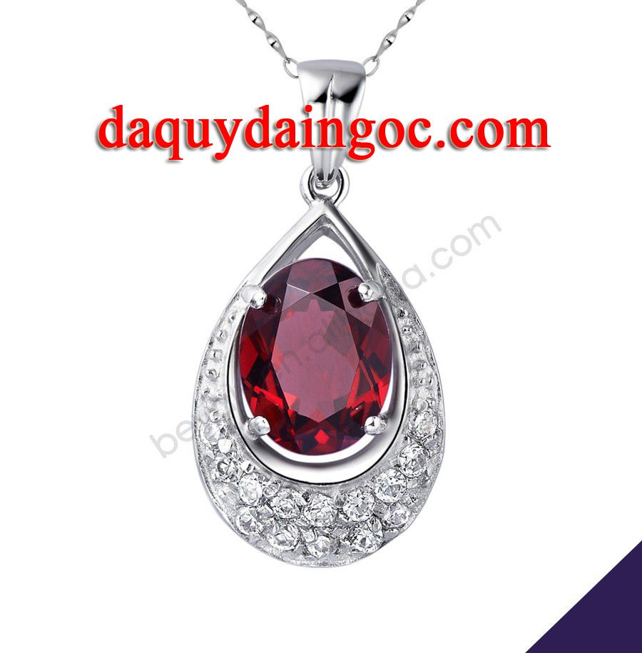 MẶT DÂY CHUYỀN VÀNG TRẮNG ĐÁ QUYA AGATE