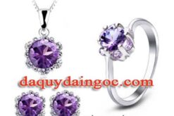 BỘ TRANG SỨC VÀNG TRẮNG ĐÁ AMETHYST
