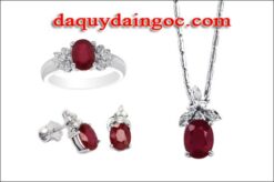 BỘ TRANG SỨC VÀNG TRẮNG ĐÁ RUBY