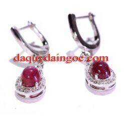 BÔNG TAI ĐÁ RUBY BẠC Ý