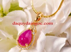 MẶT DÂY CHUYỀN VÀNG 18K ĐÁ RUBY HỒNG