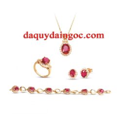 BỘ TRANG SỨC VÀNG 18K ĐÁ QUÝ RUBY