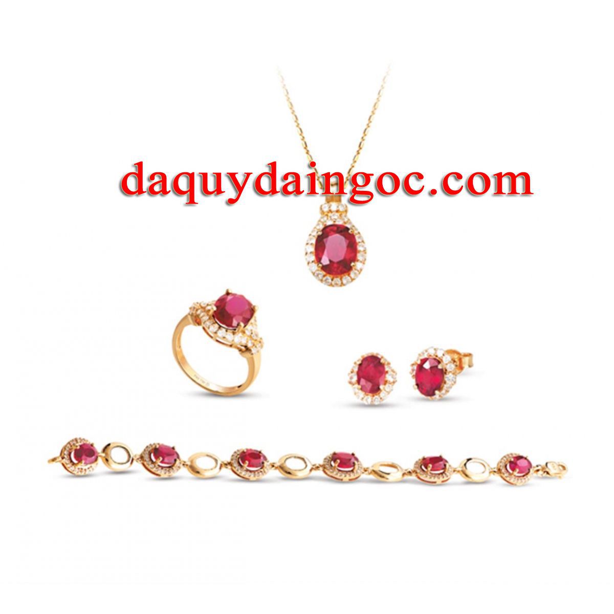 BỘ TRANG SỨC VÀNG 18K ĐÁ QUÝ RUBY