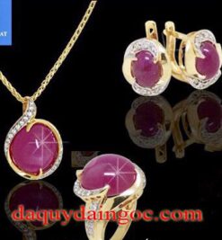 BỘ TRANG SỨC VÀNG 18K ĐÁ RUBY HỒNG