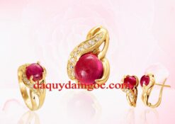BỘ TRANG SỨC VÀNG 18K ĐÁ RUBY