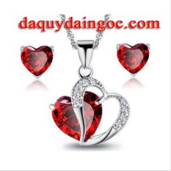 DÂY CHUYỀN - BÔNG TAI ĐÁ RUBY AGAT VÀNG Ý