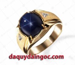 NHẪN NAM VÀNG 18K ĐÁ SAPHIA XANH