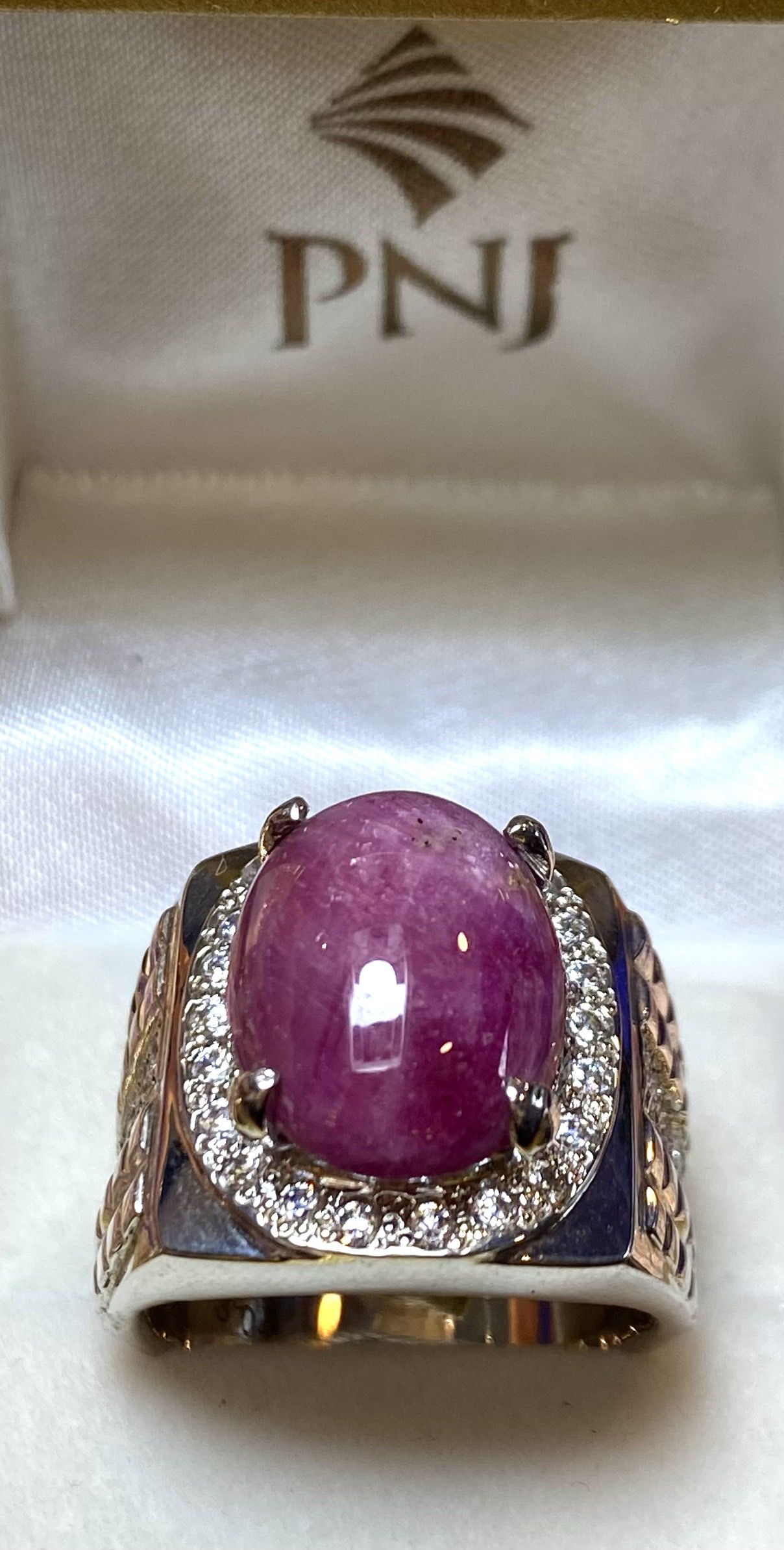 NHẪN NAM VÀNG TRẮNG ĐÁ RUBY