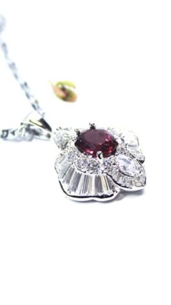 MẶT DÂY CHUYỀN ĐÁ AMETHYST - VÀNG TRẮNG